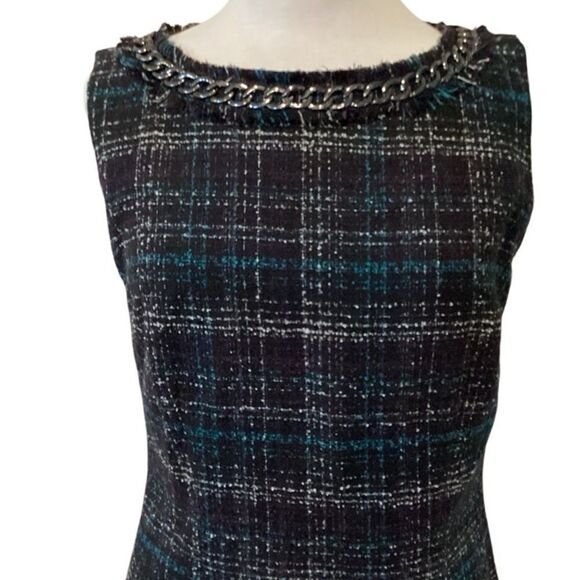 Laundry by Shelli Segal Plaid Chanel Style Dress Size 8 Chain Fringe Detail - Picture 2 of 16